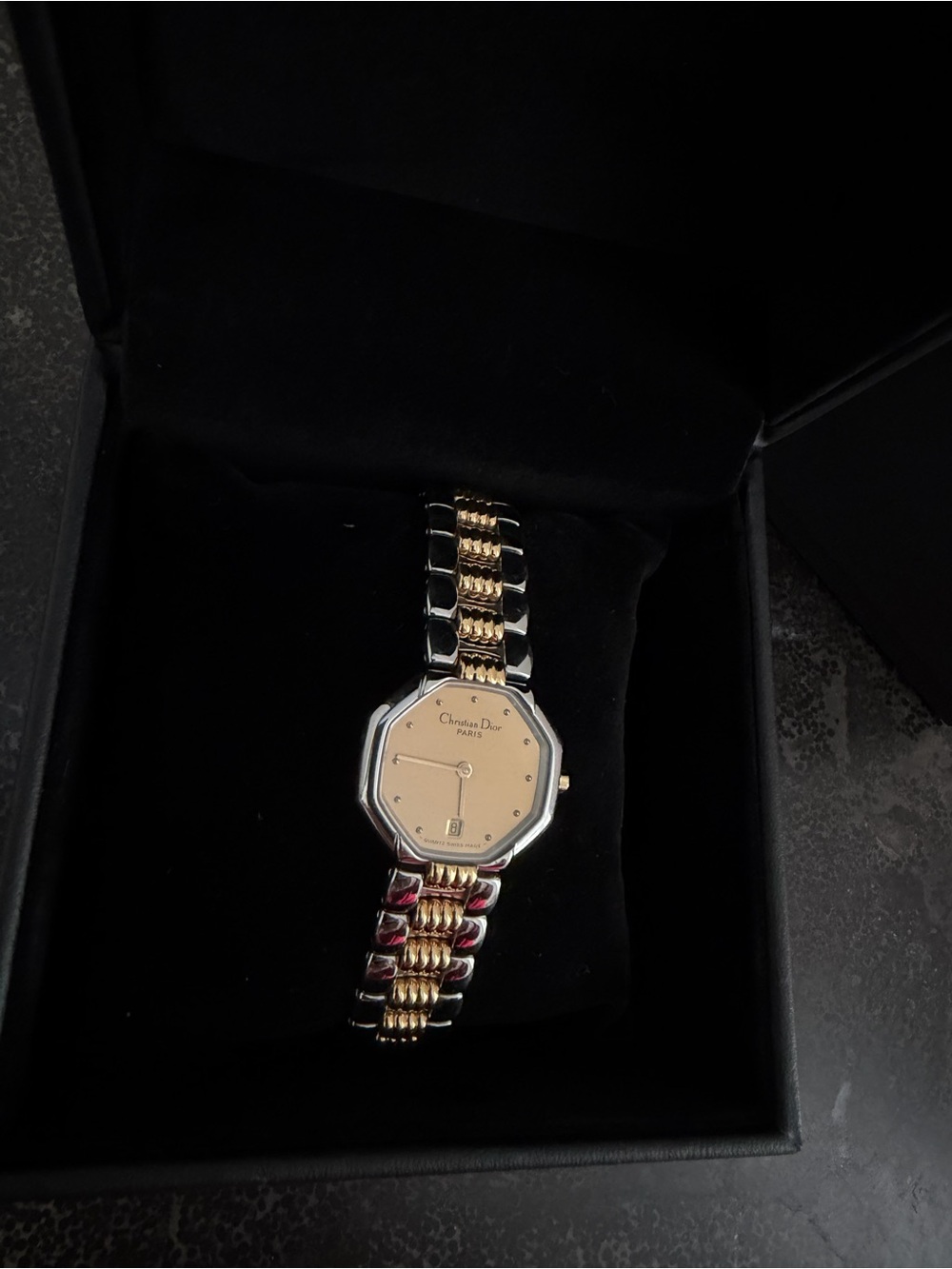 Christian Dior Vintage Two-Tone Gold and Silver Ladies Watch with Champagne Dial